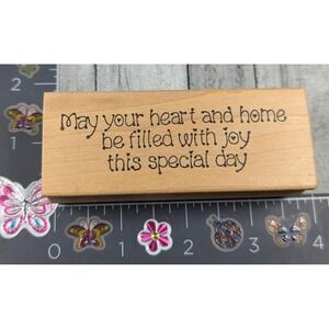 Darcie's May Heart Home Filled With Joy Special Day Rubber Stamp Wood #M67